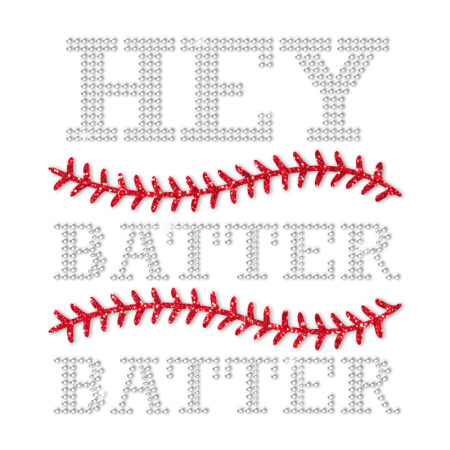 Hey Batter Batter Baseball Hotfix Rhinestone Transfer